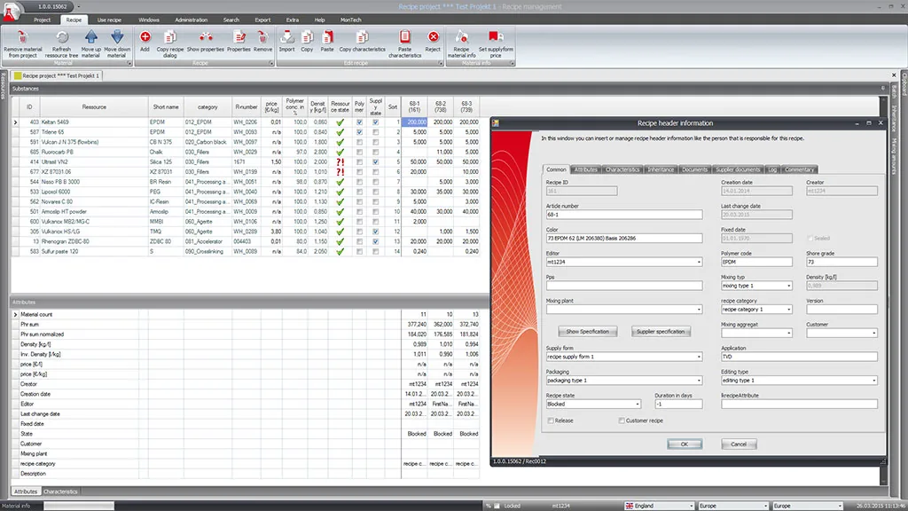 MonRecipe - Software for Compound and Material management